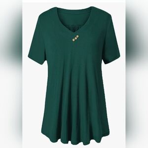 Women's Plus Size Short Sleeve Henley V-Neck Top